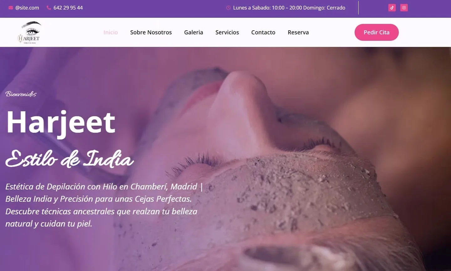 Página web de Harjeet Estilo de India, centro de estética en Chamberí
